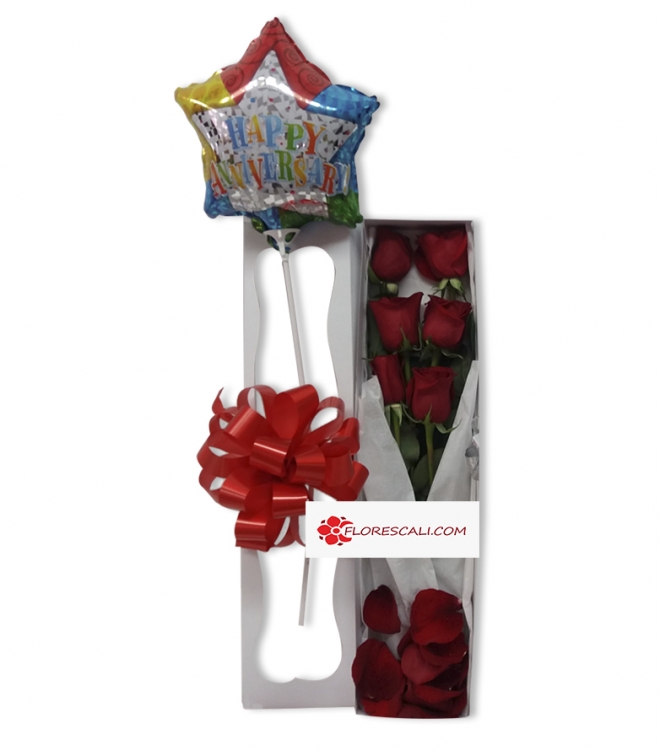 Caja de rosas rojas floristeria en cali 