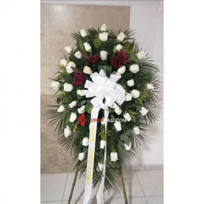 Corona fúnebre rosas y lirios en cali